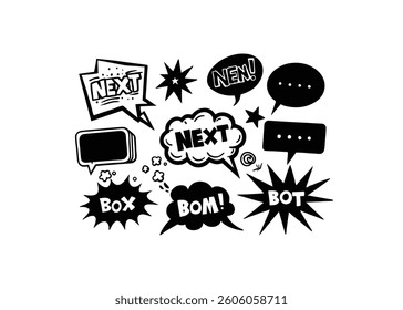 Fun Black and White Comic Speech Bubbles Collection