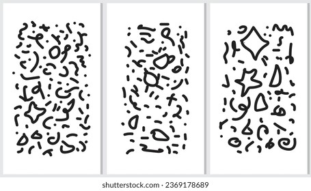 Fun black and white line doodle seamless pattern. Creative abstract squiggle style drawing background
