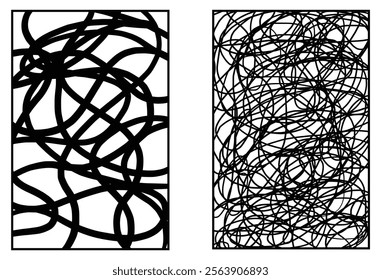 Fun black and white line doodle seamless pattern minimalist. Creative abstract squiggle style drawing background for children or trendy design with basic shapes