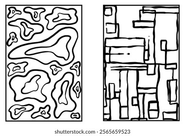 Fun black and white line doodle seamless pattern minimalist. Creative abstract squiggle style drawing background 