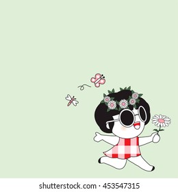 Fun Blossom Spring Character Paper Note illustration