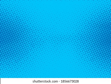 Fun blue pop art background in retro comic style with halftone effect, vector illustration