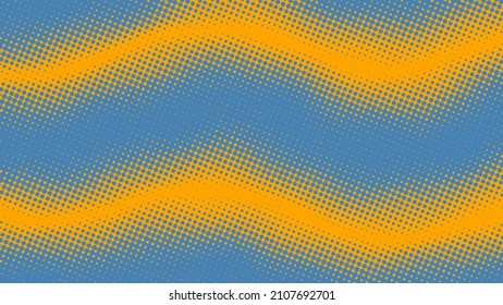 Fun blue and yellow superhero background in pop art comics book style. Cartoon halftone backdrop design for your text, vector illustration eps10