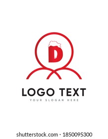 Una divertida y audaz letra decorativa con tema de nieve tipo D plantilla de logotipo, logotipo vector para identidad empresarial y de empresa 