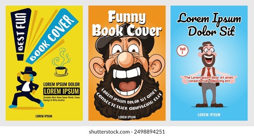 fun book cover design set vector for humor book