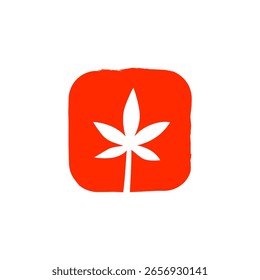 Fun Bright Cannabis Leaf Logo in Square Shape Vector Design