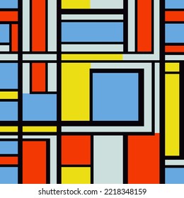 Una divertida, luminosa y colorida composición en color, al estilo de Mondrian.
