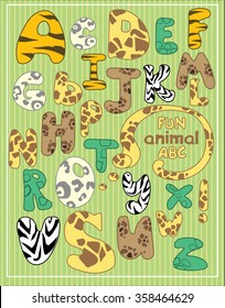 Fun bright font with wild animals fur prints.