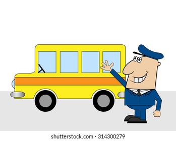 Fun Bus Driver Vector Illustration Stock Vector (Royalty Free ...