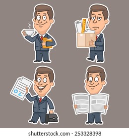 Fun businessman stickers concept set 1