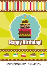 fun cake with candle. vector illustration