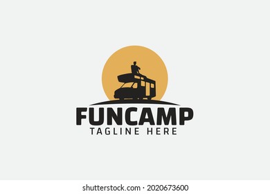 Fun camp logo vector graphic for any business especially for outdoor activity, holiday, trip, travelling, sport, adventure, etc.