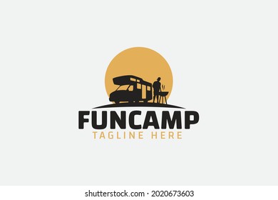 Fun camp logo vector graphic for any business especially for outdoor activity, holiday, trip, travelling, sport, adventure, etc.