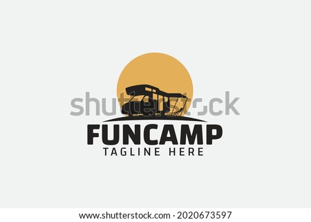 Fun camp logo vector graphic for any business especially for outdoor activity, holiday, trip, travelling, sport, adventure, etc.
