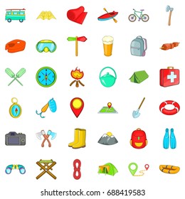 Fun camping icons set. Cartoon style of 36 fun camping vector icons for web isolated on white background