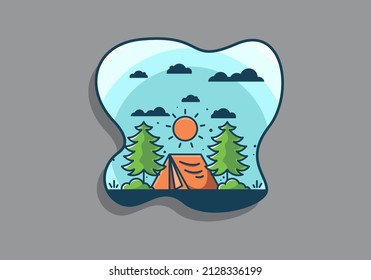 Camping divertido con diseño de ilustración de carpas