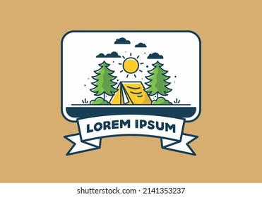 Fun camping with tent illustration design