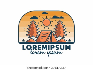 Fun camping with tent illustration design