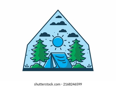 Fun camping with tent illustration design