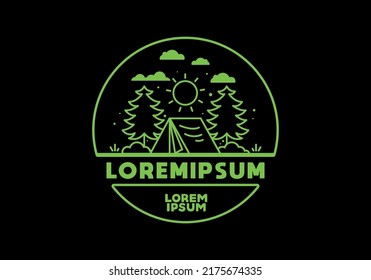 Fun camping with tent illustration design