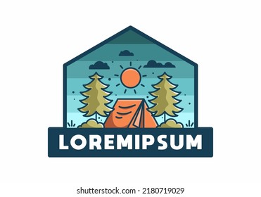 Fun camping with tent illustration design