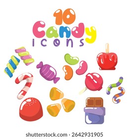 Fun candy icon bundle. Vector illustration