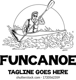 fun canoe logo icon vector template