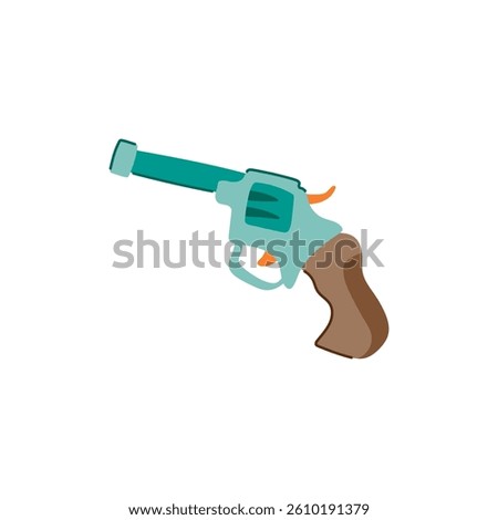 fun cap gun toy cartoon. pretend cowboy, replica classic, collectible bang fun cap gun toy sign. isolated symbol vector illustration