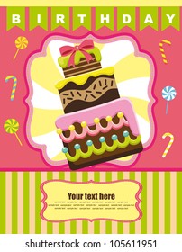 fun card with cake. vector illustration
