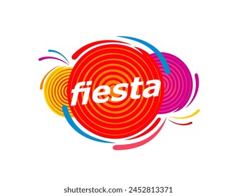 Fun carnival event or fiesta holiday party symbol of colors splash, vector emblem. Entertainment event agency or music fest and holiday festival company badge of pinwheel with colors splashing