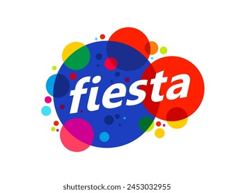 Divertido evento de carnaval, fiesta de fiesta símbolo de fiesta con círculos coloridos y puntos. Etiqueta festiva de Vector aislado con vibrantes Formas redondas para la celebración de festivales, espectáculos, espectáculos de diversión