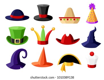 Fun Carnival Festive Collection Of Cute Celebration And Disguise Hat Vector Illustration Isolated On White Background Website Page And Mobile App Design