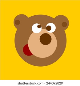 Fun cartoon bear head vector illustration