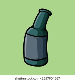 fun cartoon of beer bottle isolated colored drawing line art style sketch classic vintage design illustration