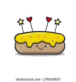 Fun cartoon bread. Bakery and pastry cartoon character. Vector illustration.