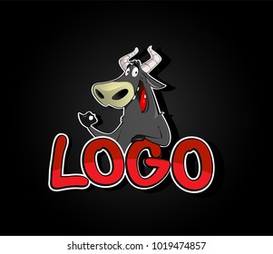 Fun cartoon bull logo design. Easy to edit. Vector