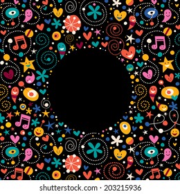 fun cartoon celebration circle frame background
