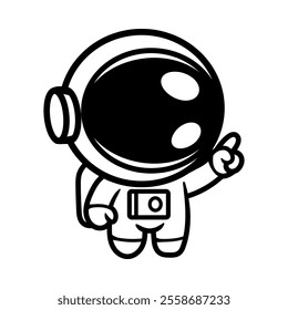 fun cartoon character of astronaut isolated drawing line art style sketch classic vintage design illustratio