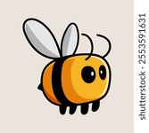 fun cartoon character of bee logo isolated colored drawing line art style sketch classic vintage design illustration