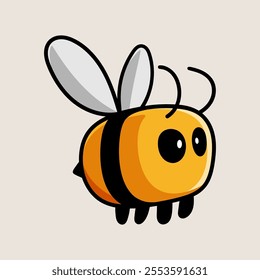 fun cartoon character of bee logo isolated colored drawing line art style sketch classic vintage design illustration