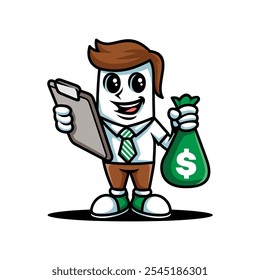 fun cartoon character of businessman isolated drawing coloring line art style sketch classic vintage design illustration