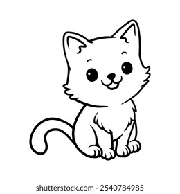 fun cartoon character of cat isolated drawing coloring line art style sketch classic vintage design illustration