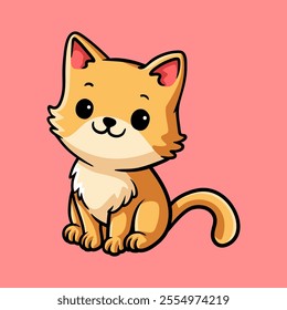 fun cartoon character of cat isolated colored drawing line art style design illustration