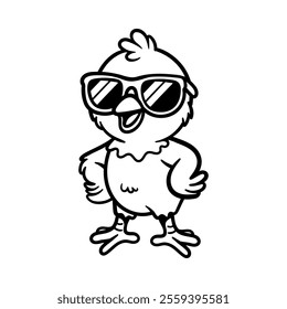 fun cartoon character of cool chick isolated drawing line art style sketch classic vintage design illustration