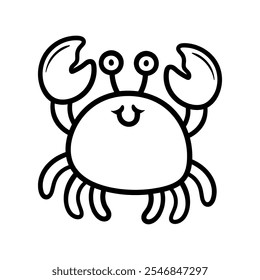 fun cartoon character of crab isolated drawing coloring line art style sketch classic vintage design illustration