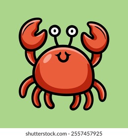 fun cartoon character of crab isolated colored drawing line art style sketch classic vintage design illustration