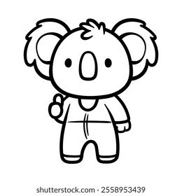 fun cartoon character of cute koala isolated drawing line art style sketch classic vintage design illustration