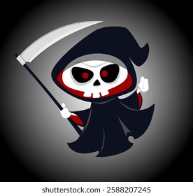 fun cartoon character death with scythe. Stock vector illustration