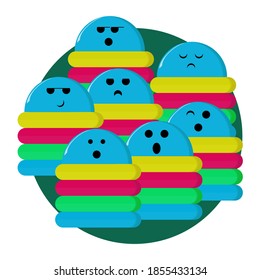 Fun cartoon character icon cute colorful ,  design vector.