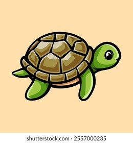 fun cartoon character of turtle isolated colored drawing line art style design illustration